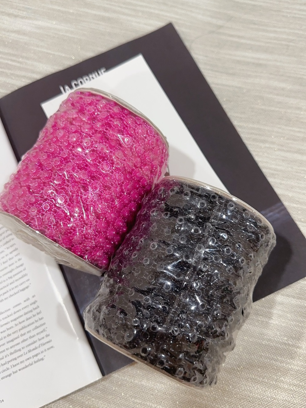 Beaded Trim Spool - Pink and Black